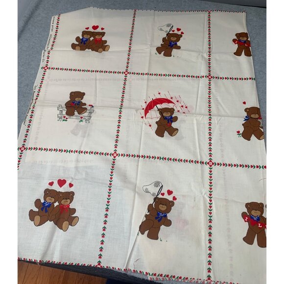 Luv Bears Picture Book Patches Quilting Fabric By Cranston 18 Blocks Teddy Bears - Picture 1 of 7